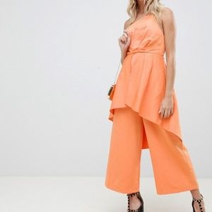 Coral Jumpsuit With Overlay